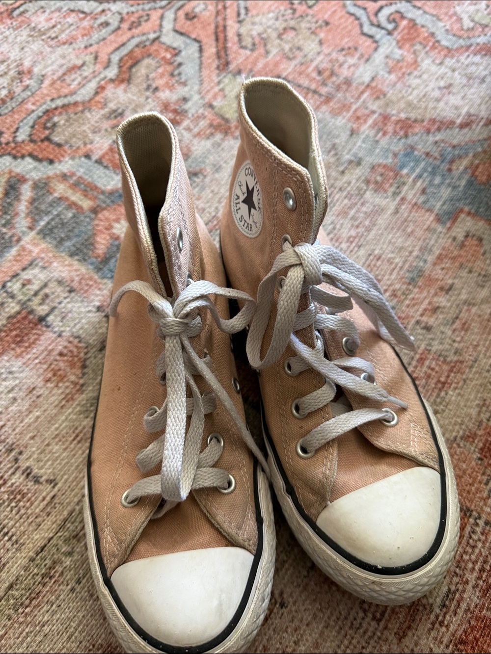 Converse High Top Sneakers - Peach Canvas with White Accents